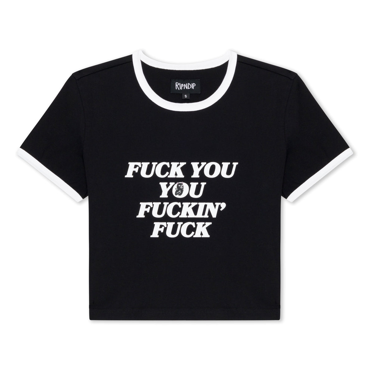 RIPNDIP Fuckin Fuck Cropped Ringer Tee (Black/White)