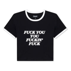 RIPNDIP Fuckin Fuck Cropped Ringer Tee (Black/White)
