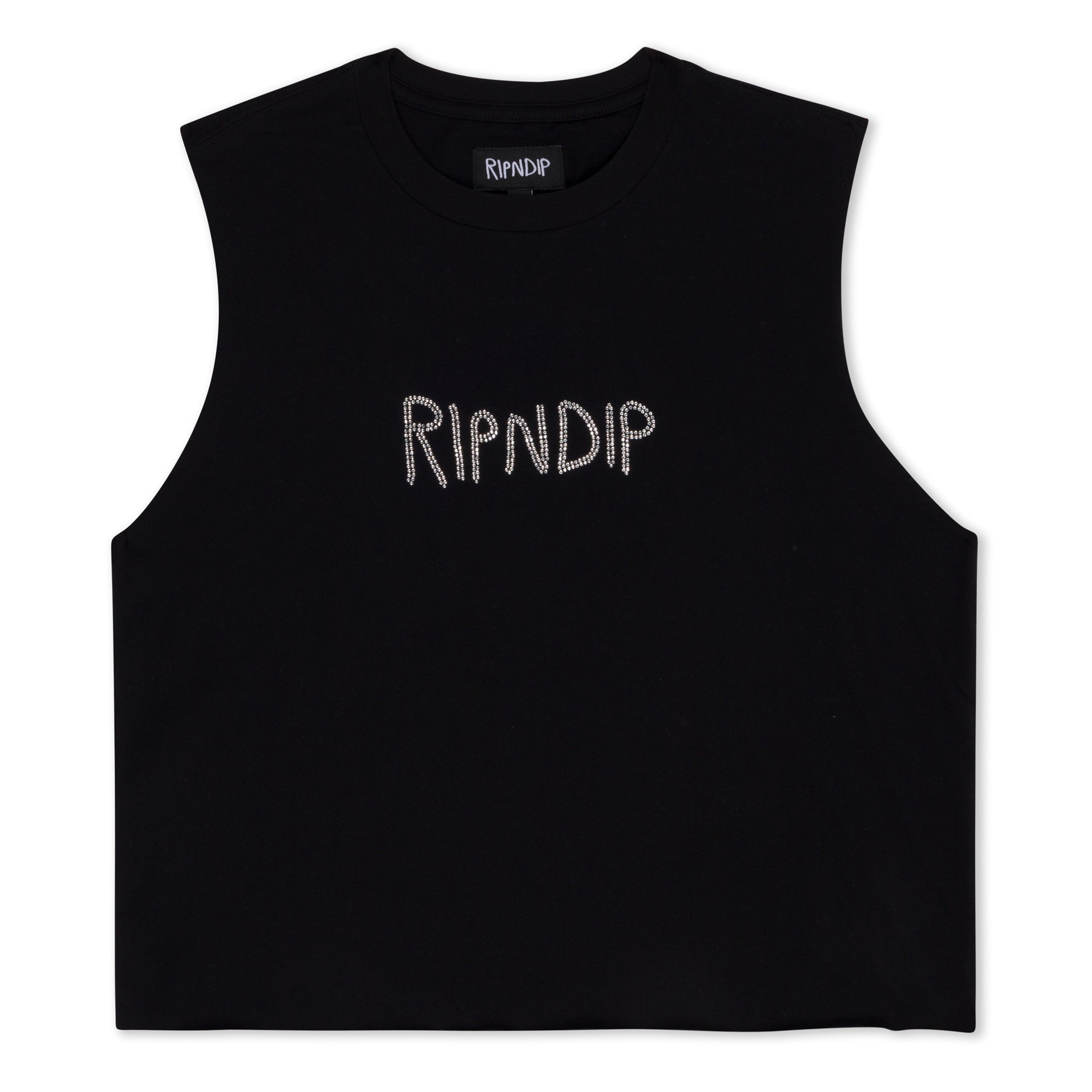 RIPNDIP OG RIPNDIP Cropped Rhinestone Tank (Black)