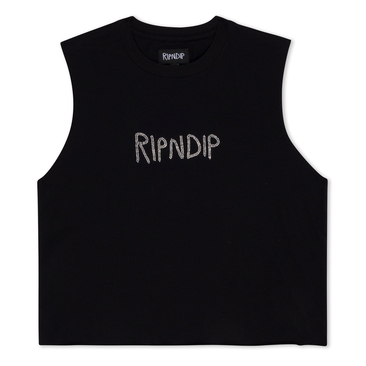 RIPNDIP OG RIPNDIP Cropped Rhinestone Tank (Black)