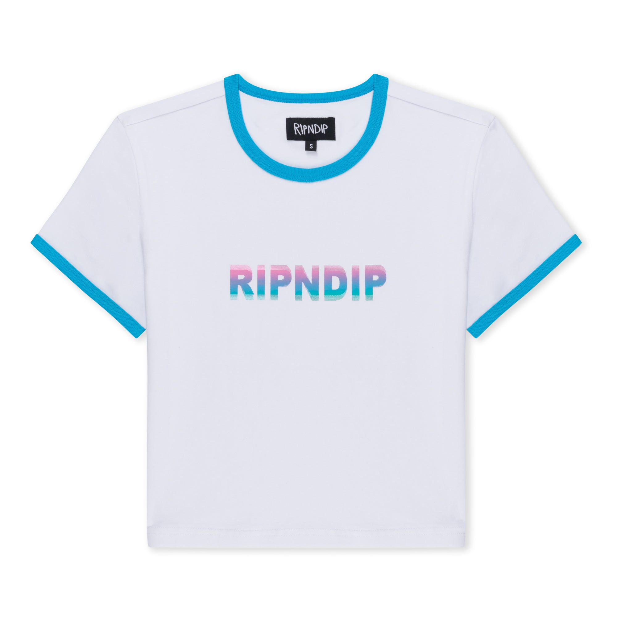 RIPNDIP Digital Dream Cropped Ringer Tee (White/Blue)