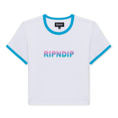 RIPNDIP Digital Dream Cropped Ringer Tee (White/Blue)