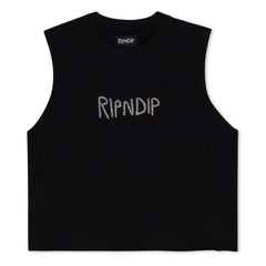 RIPNDIP OG RIPNDIP Cropped Rhinestone Tank (Black)