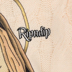 RIPNDIP Mother Mary Cable Knit Sweater (Cream)