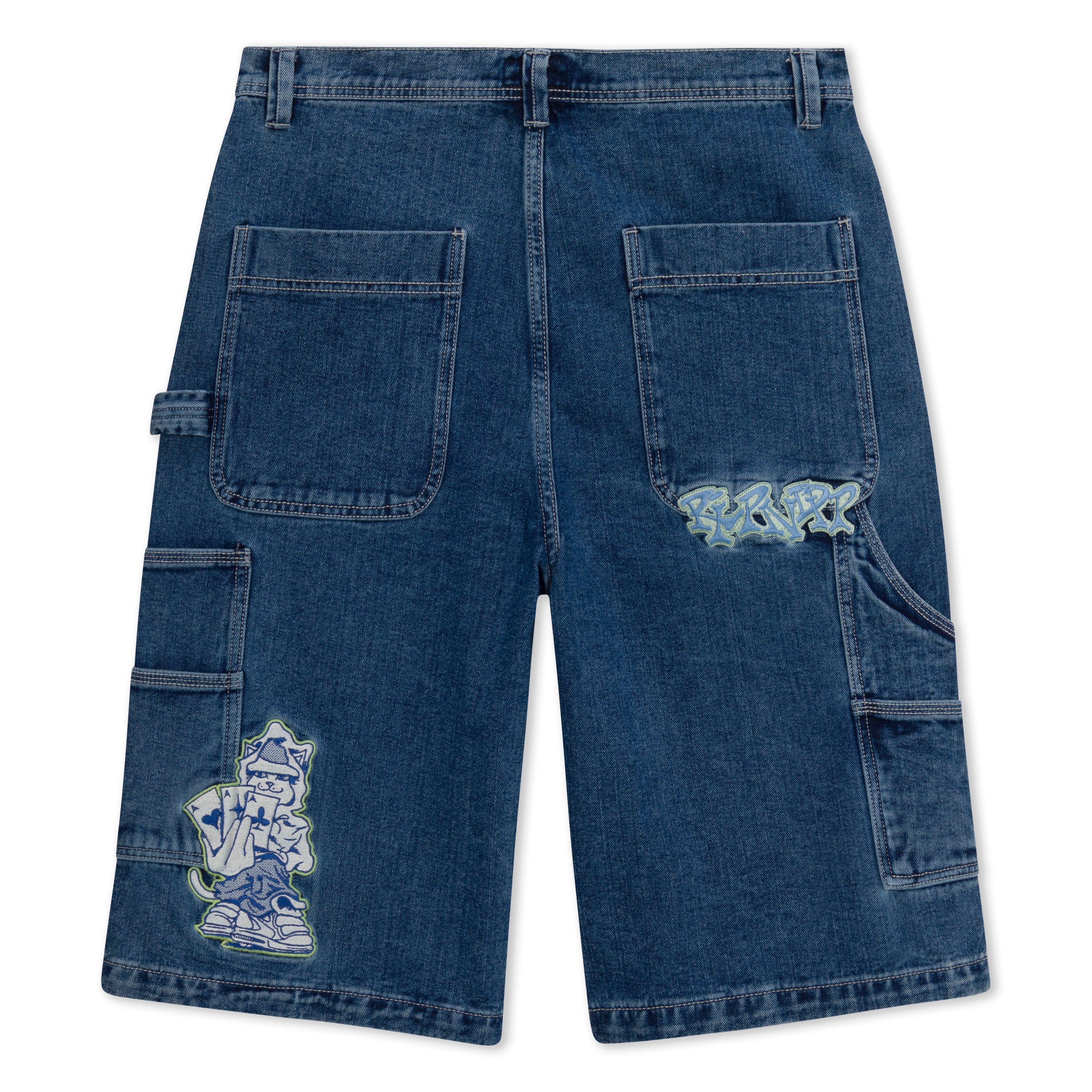 RIPNDIP Ace Ultra Wide Leg Shorts (Medium Wash)