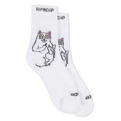 RIPNDIP Lord Nermal Blossom Mid Socks (White)