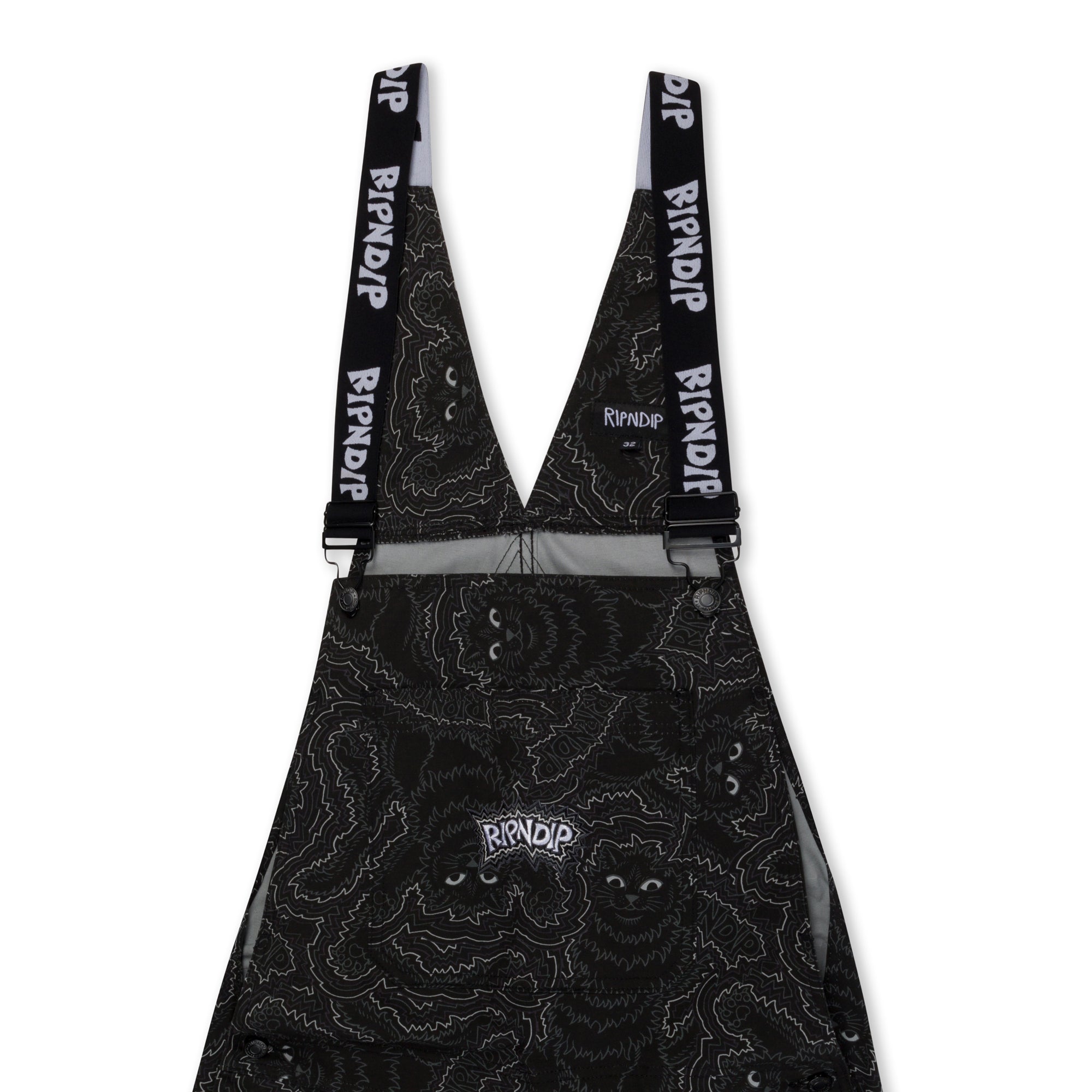 RIPNDIP Big Pussy Energy Cotton Twill Overalls (Black)