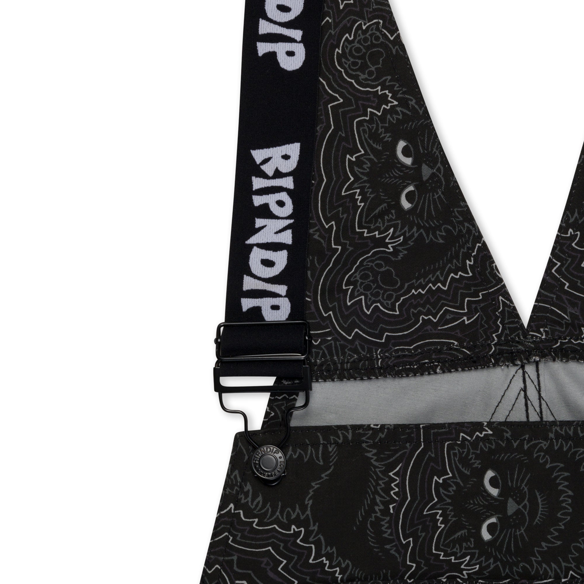 RIPNDIP Big Pussy Energy Cotton Twill Overalls (Black)