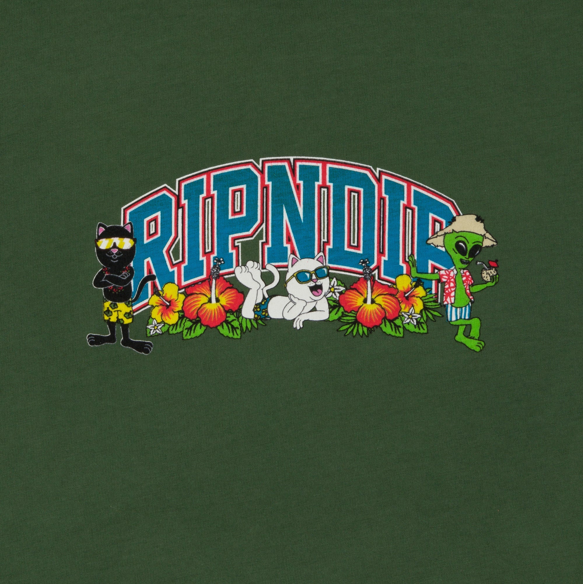 RIPNDIP Summer Friends Cropped Tank (Olive)