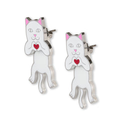 RIPNDIP Nermal Loves Earring Set (White)