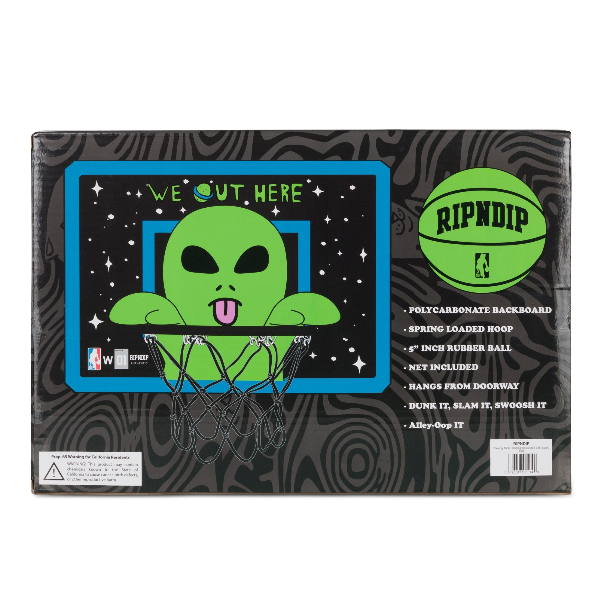 RIPNDIP Peeking Alien Hanging Basketball Set (Black/Blue)