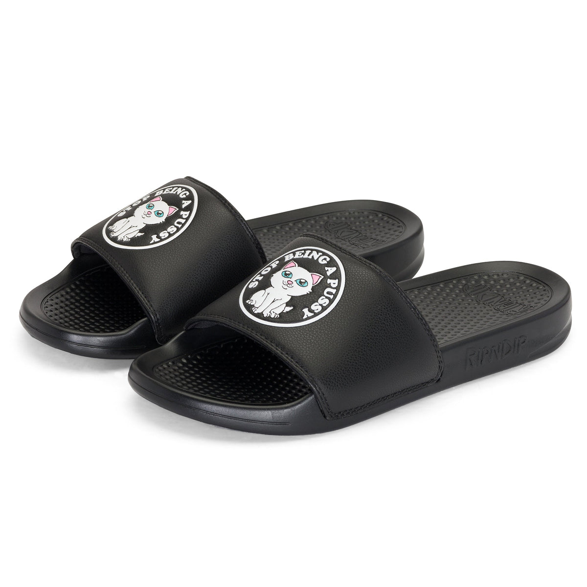 RIPNDIP Stop Being A Pussy Slides (Black)