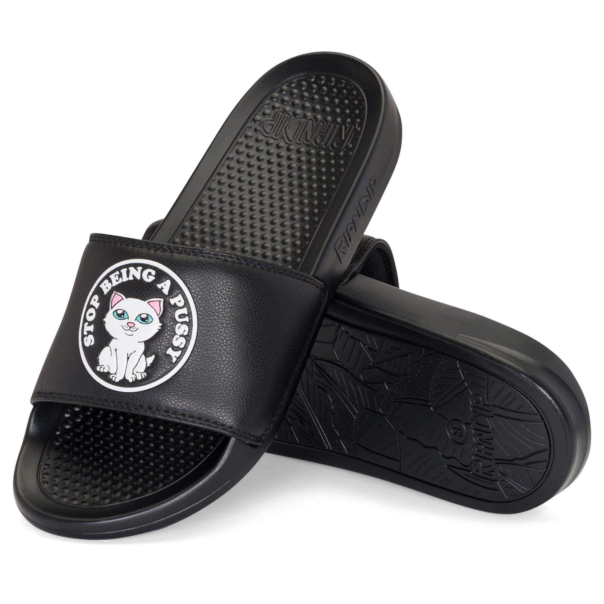RIPNDIP Stop Being A Pussy Slides (Black)