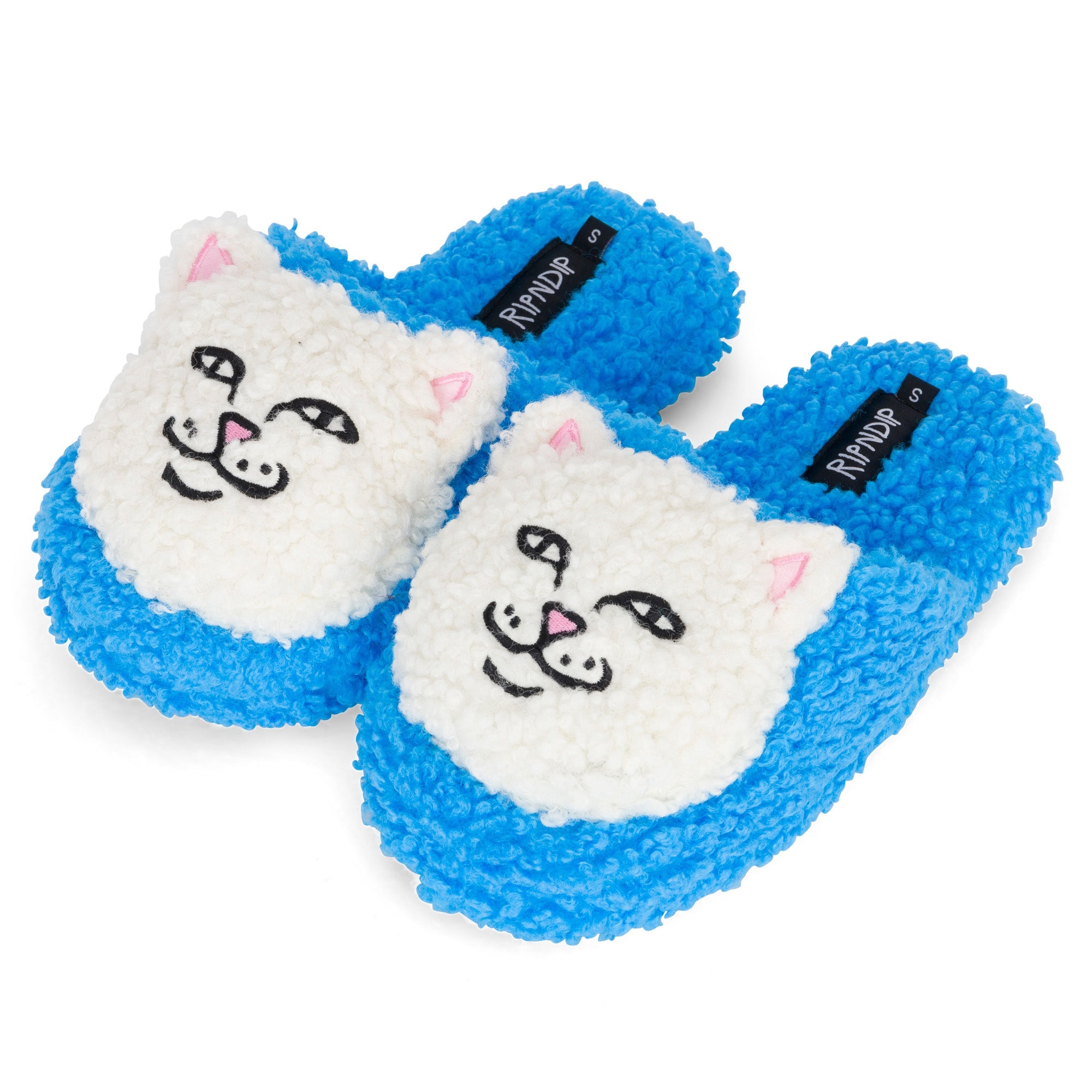 RIPNDIP Lord Nermal Plush Face House Slippers (Blue)