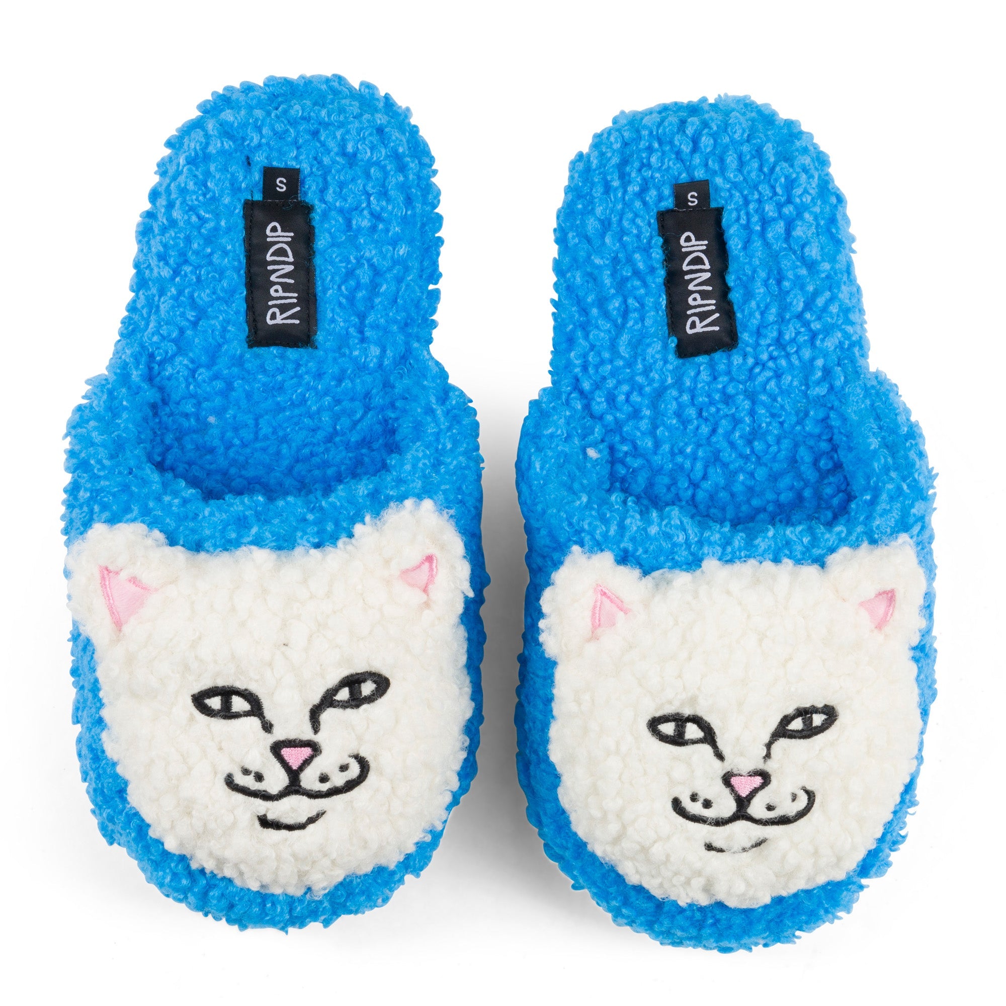 RIPNDIP Lord Nermal Plush Face House Slippers (Blue)