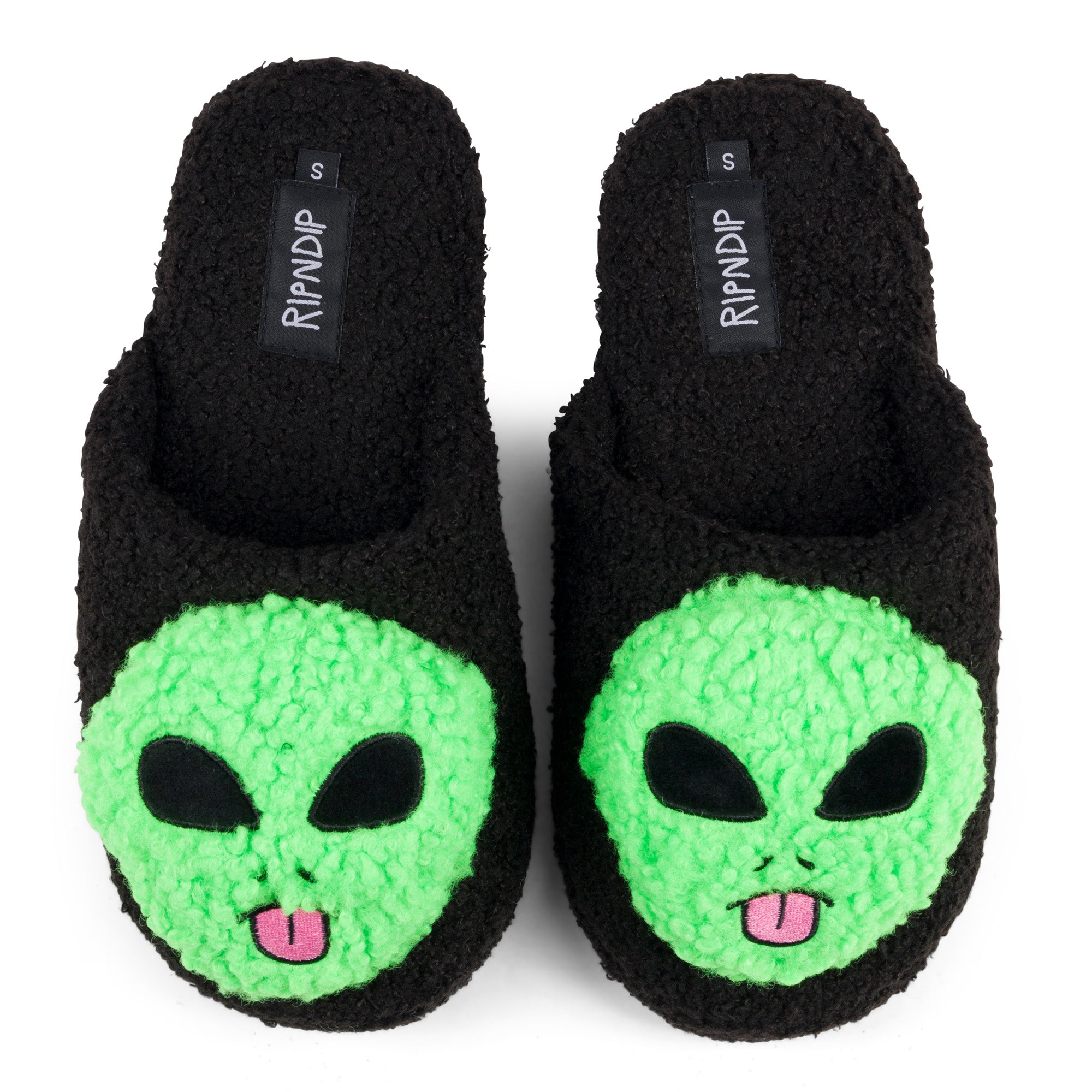 RIPNDIP Lord Alien Plush Face House Slippers (Black)