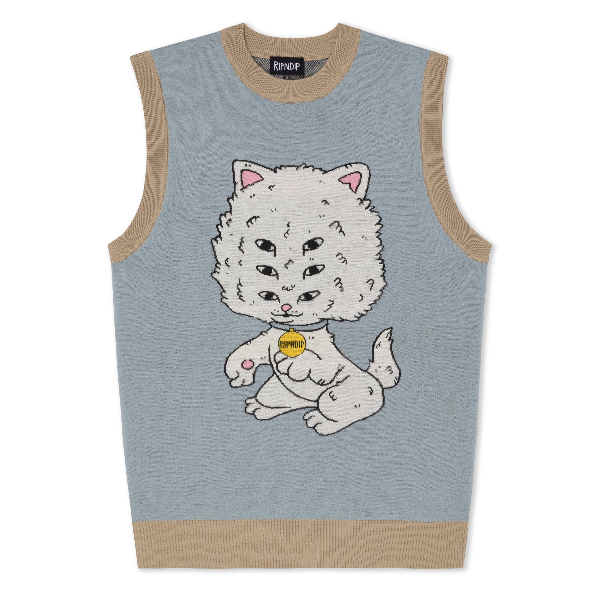 RIPNDIP Big Head Knit Sweater Vest (Light Slate)
