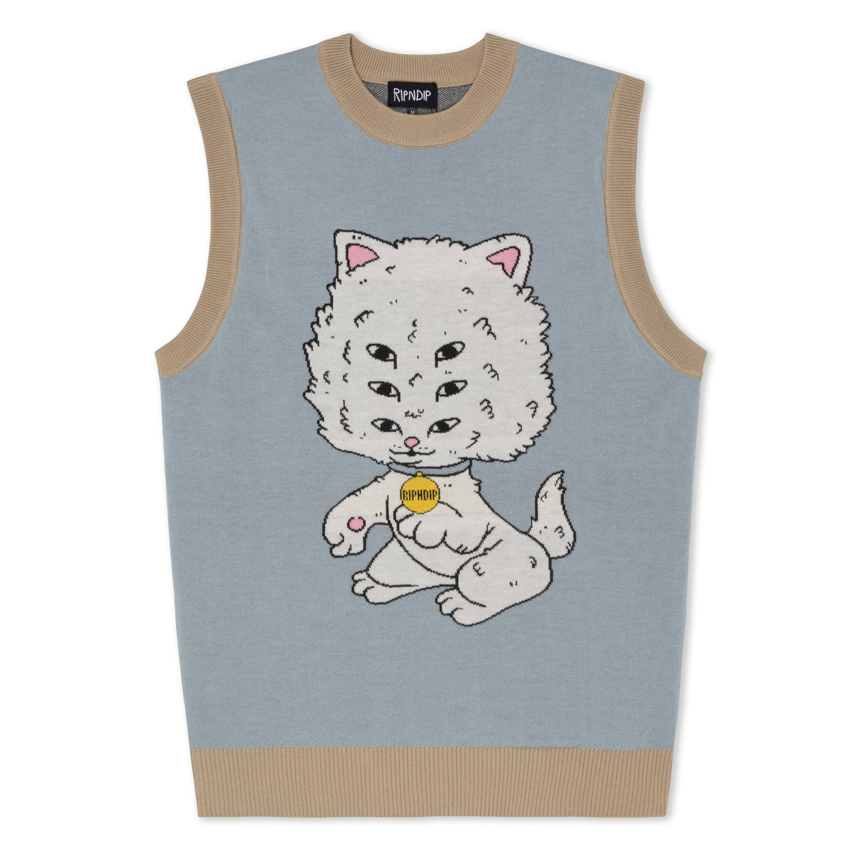 RIPNDIP Big Head Knit Sweater Vest (Light Slate)