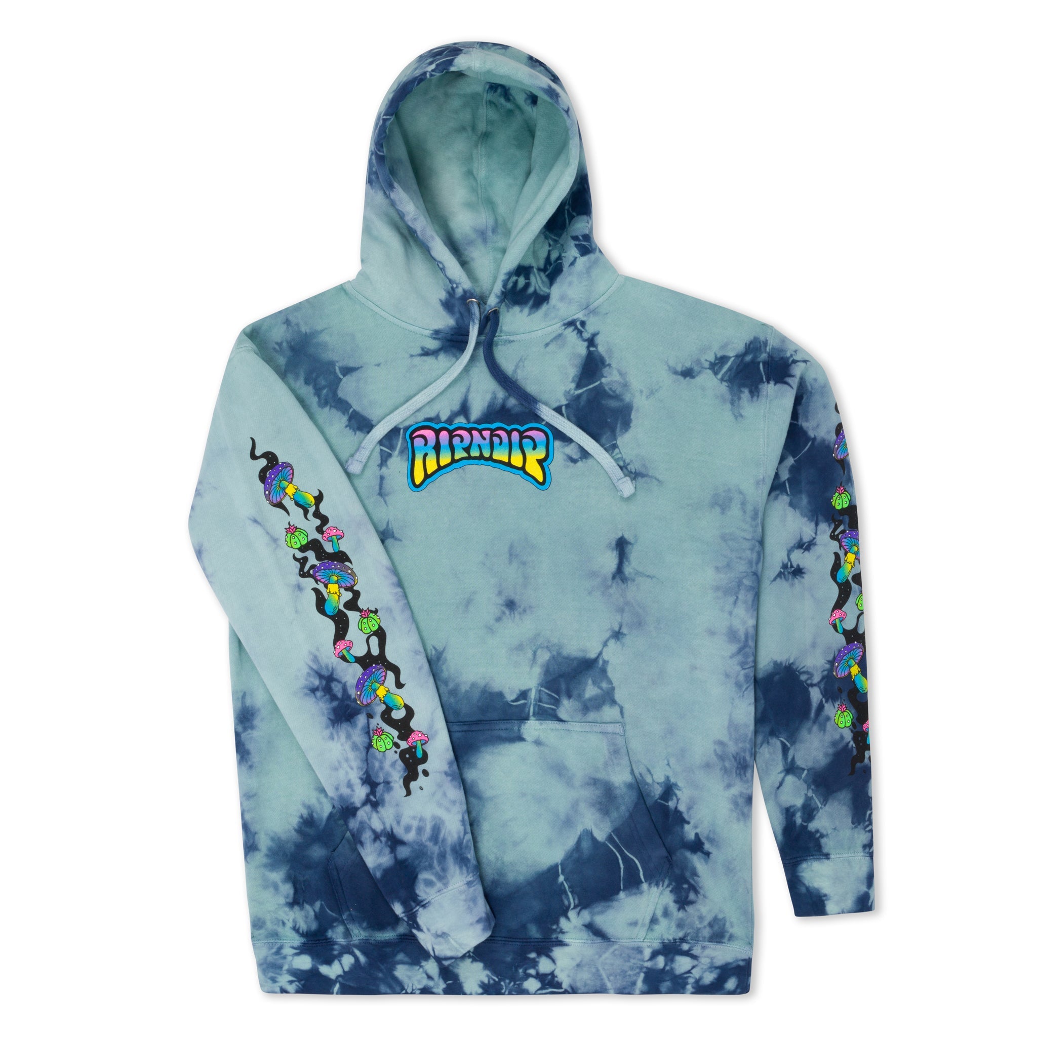 RIPNDIP Psychedelic Garden Hoodie (Navy/Aqua Lightning Wash)