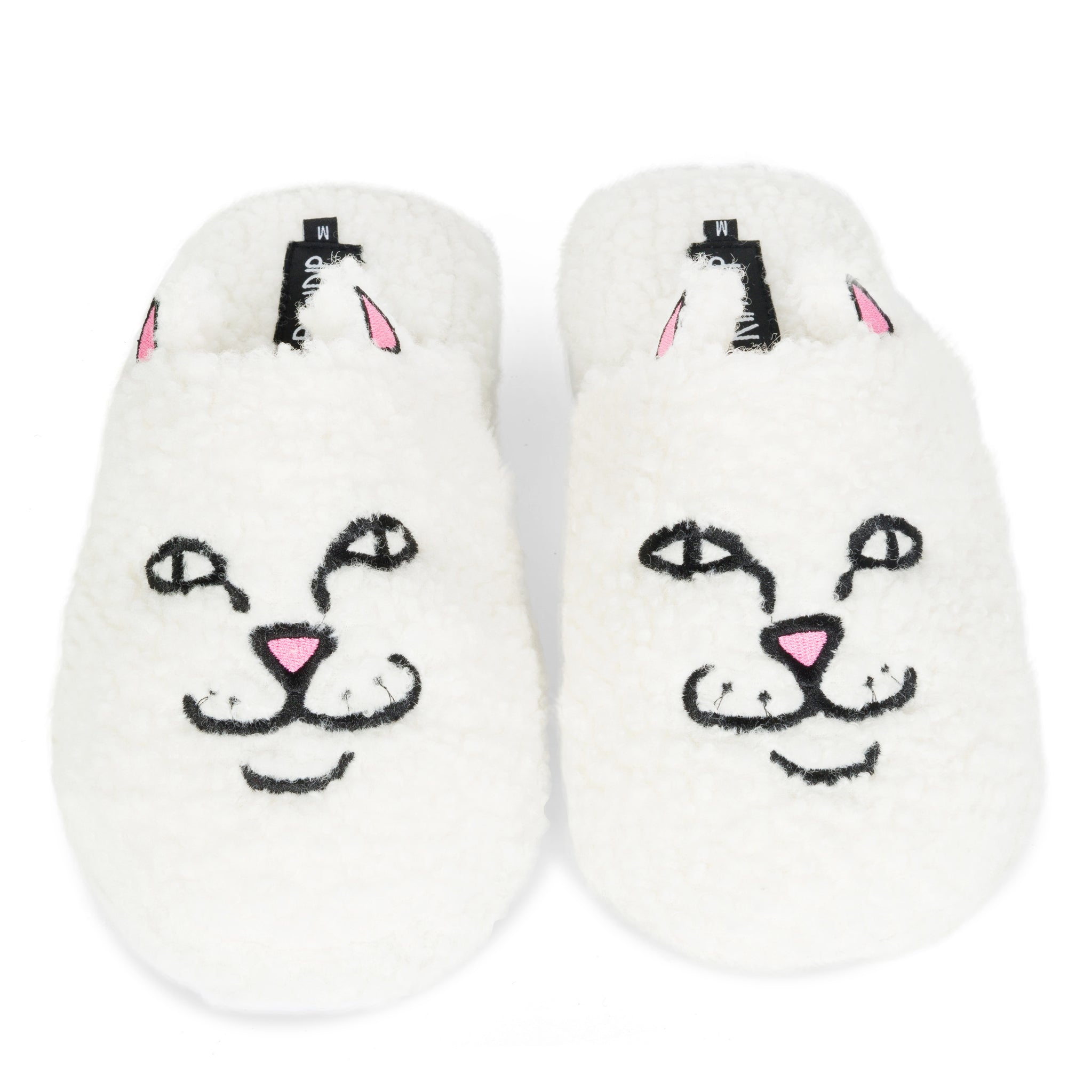 RIPNDIP Nerm Face Fuzzy House Slippers (White)