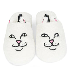 RIPNDIP Nerm Face Fuzzy House Slippers (White)