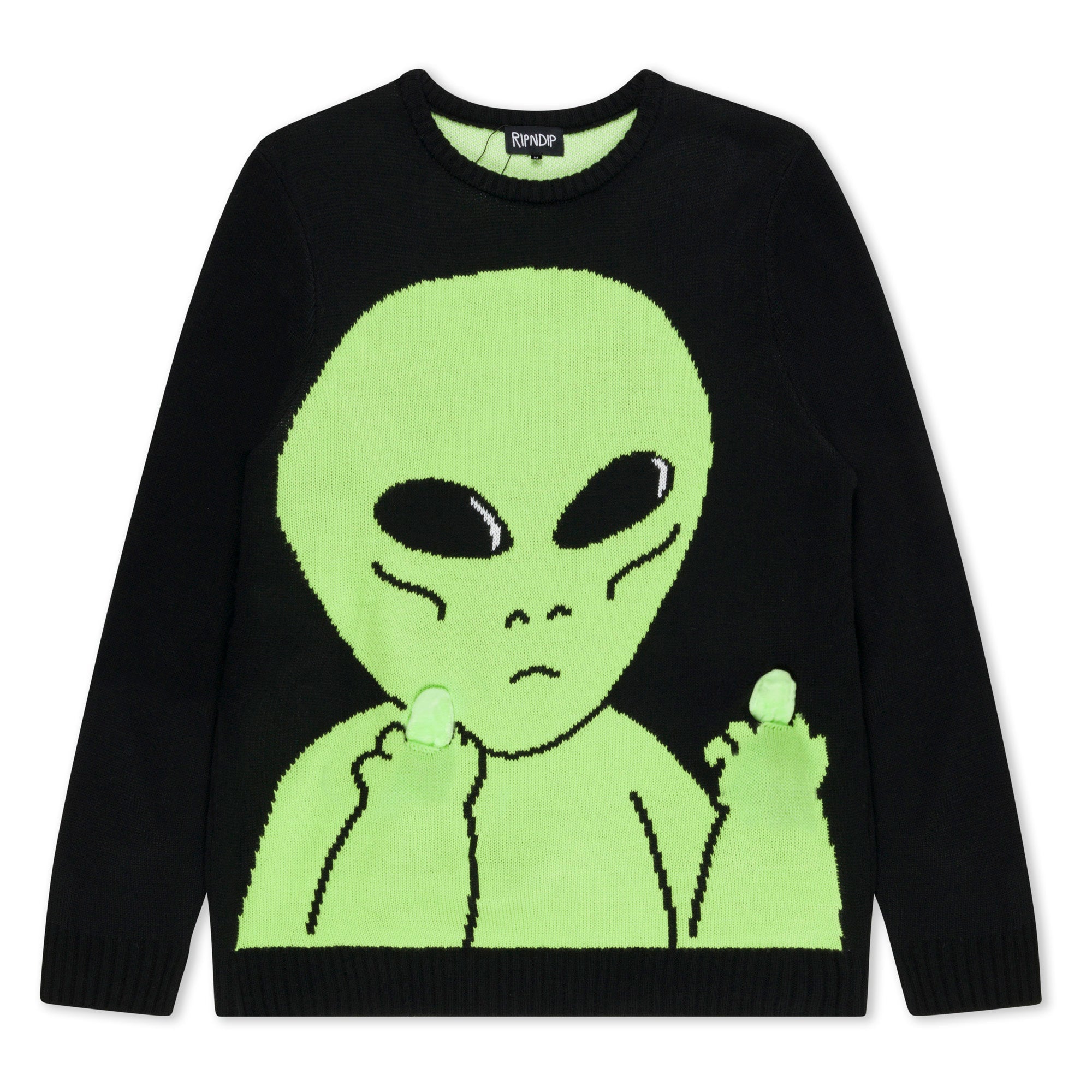 RIPNDIP Lord Alien Flippy Knitty Sweater (Black)