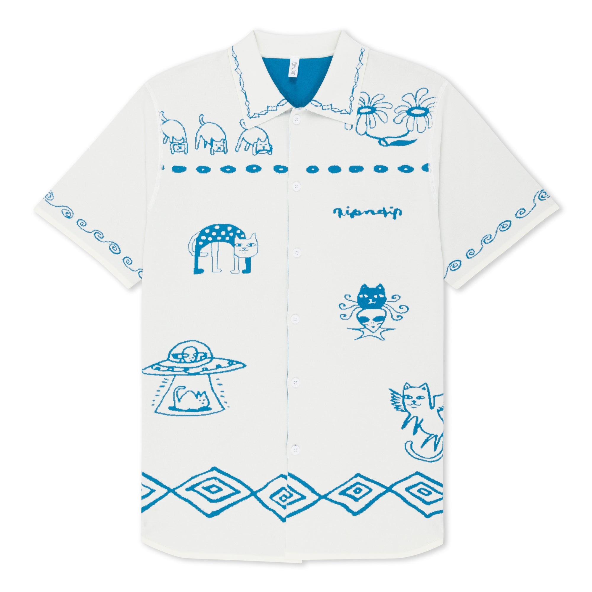 RIPNDIP Blonded Knitted Reversible Button Up (Off White)