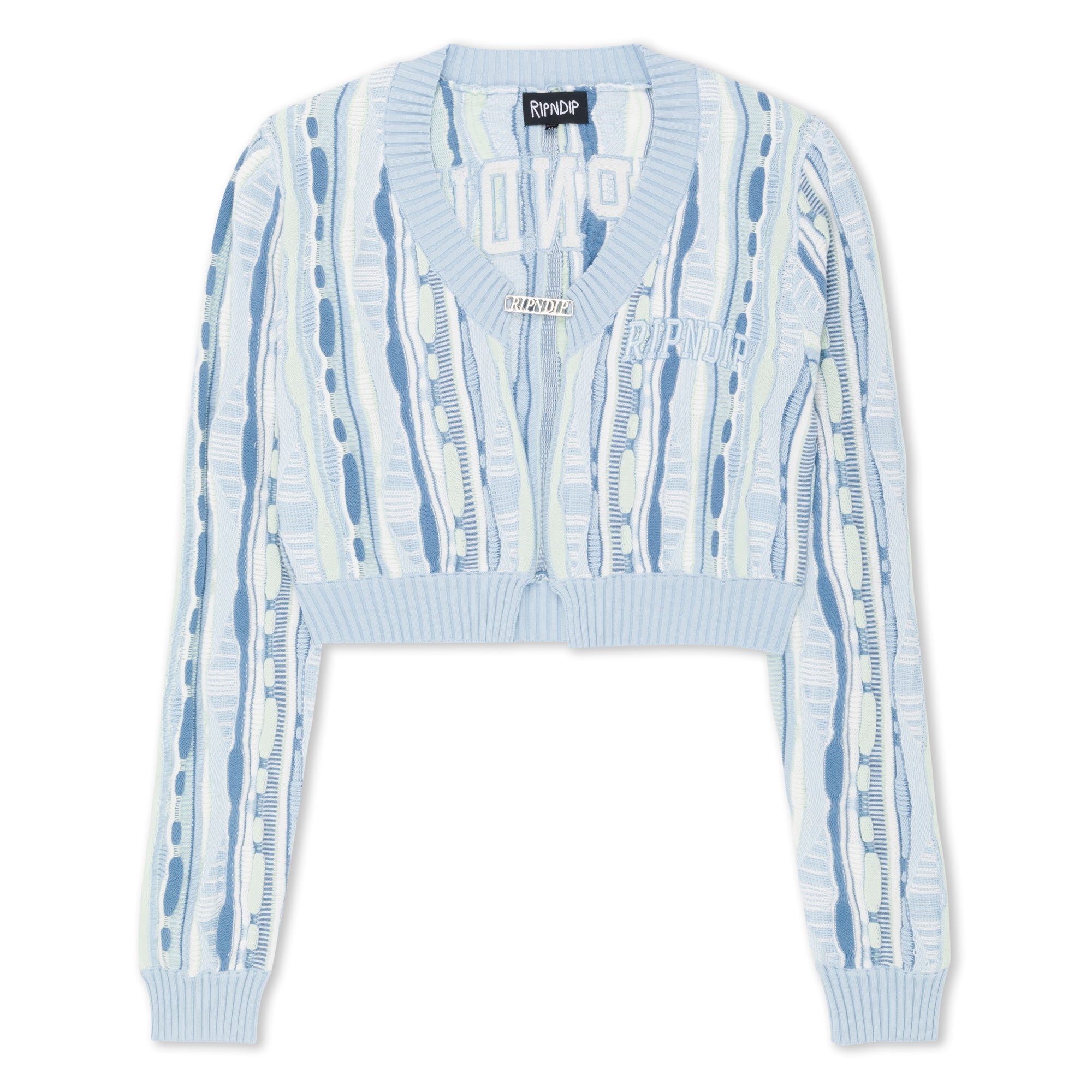 RIPNDIP Corded Knit Cropped Long Sleeve (Light Blue)