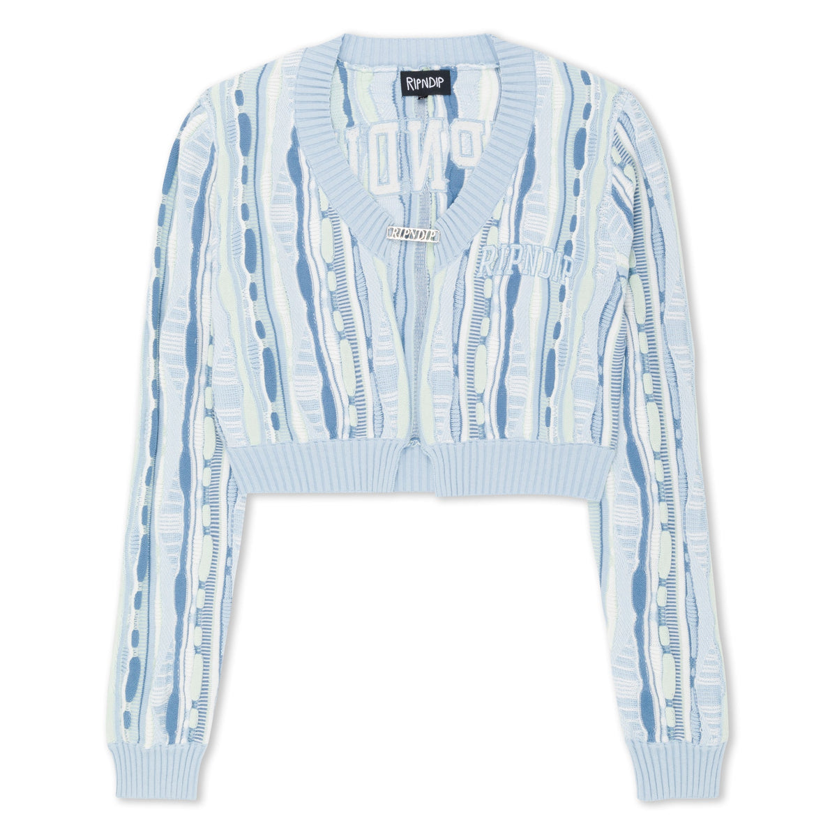 RIPNDIP Corded Knit Cropped Long Sleeve (Light Blue)