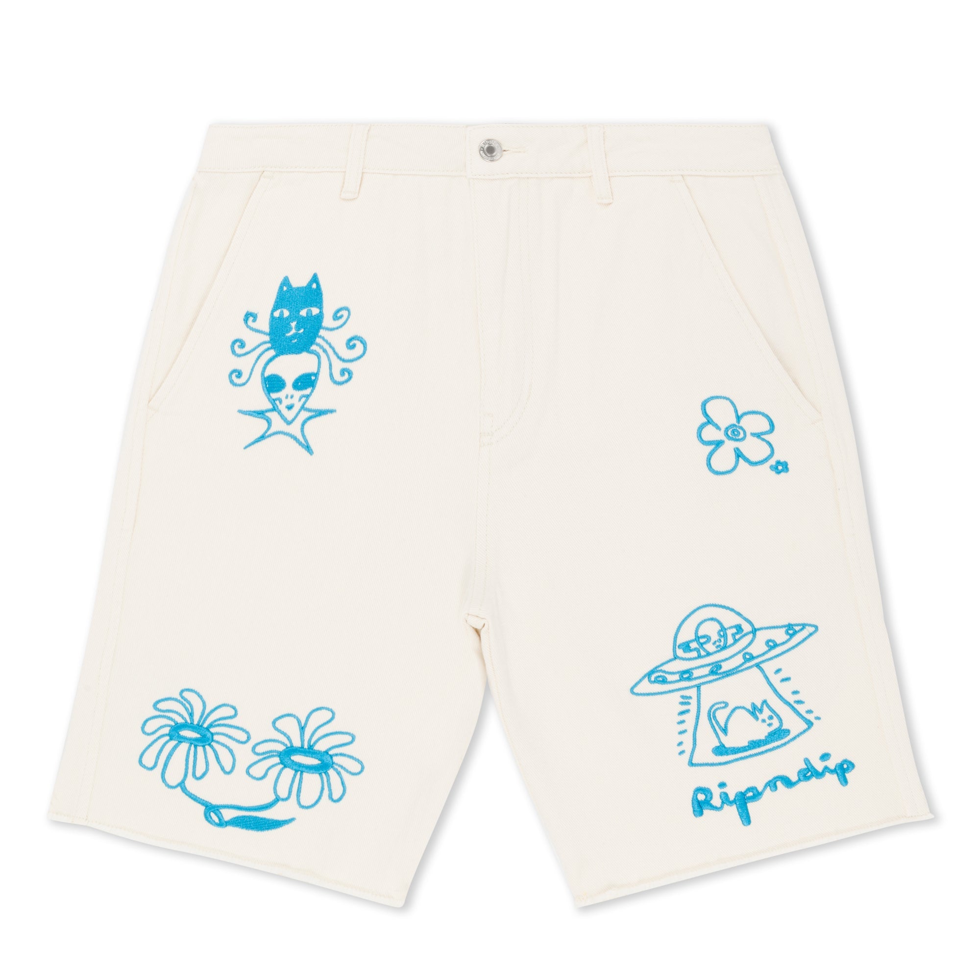 RIPNDIP Blonded Denim Shorts (Off White)