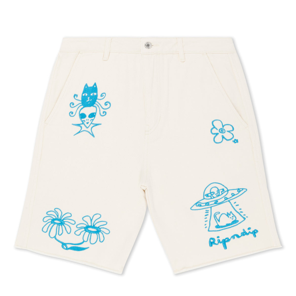 RIPNDIP Blonded Denim Shorts (Off White)