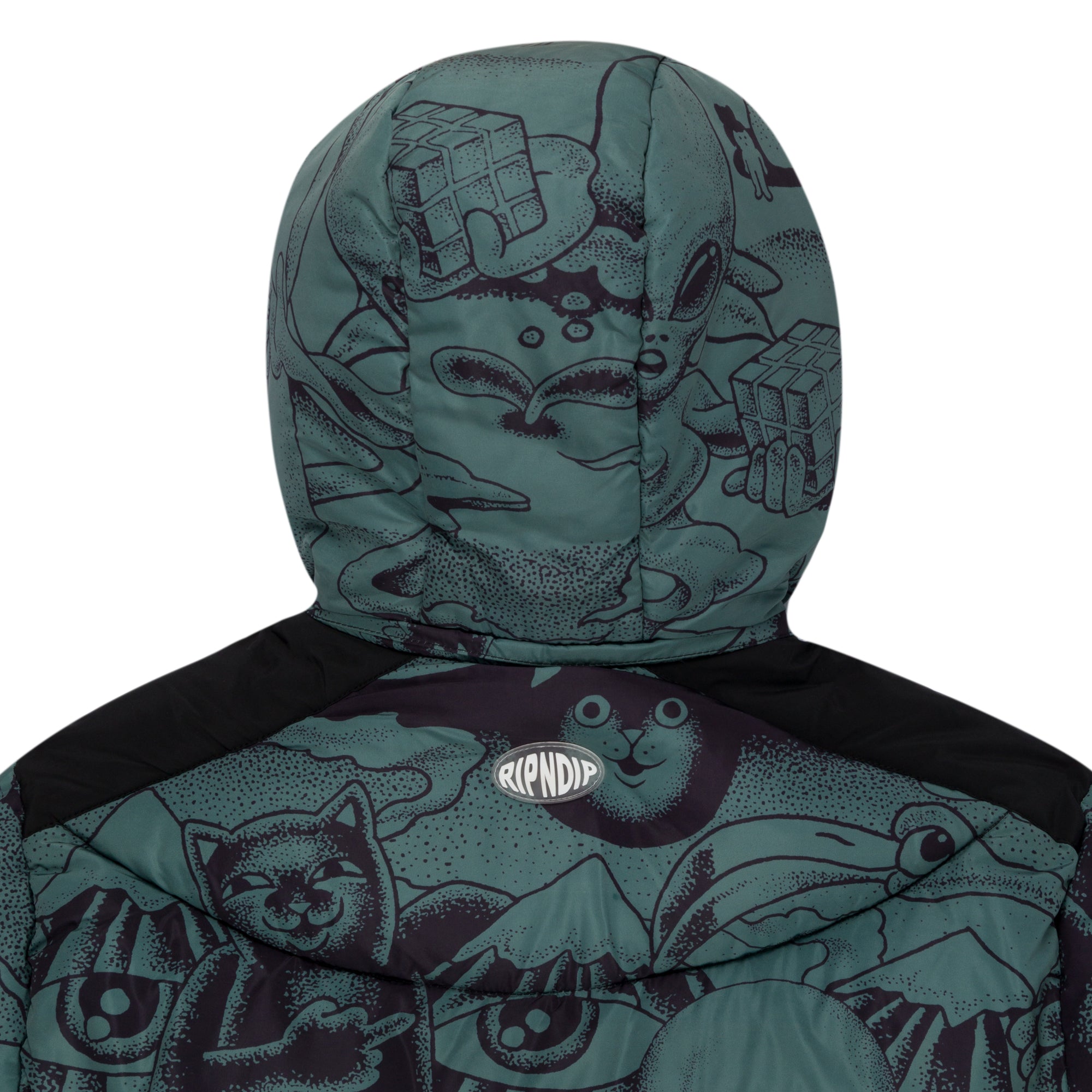 RIPNDIP Dark Twisted Fantasy Puffer Jacket (Olive/Black)