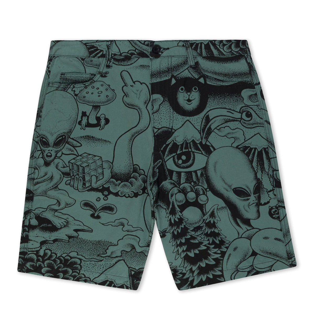RIPNDIP Dark Twisted Fantasy Twill Shorts (Olive/Black)