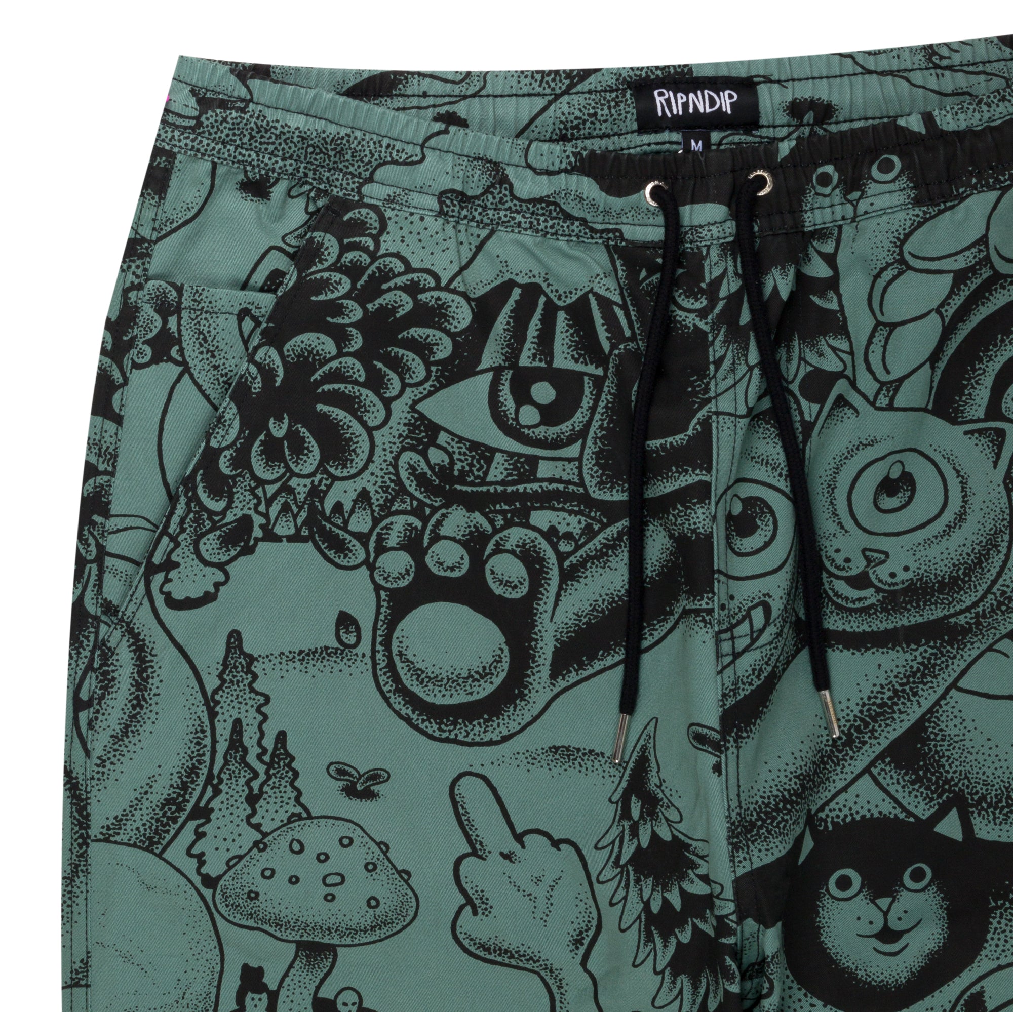 RIPNDIP Dark Twisted Fantasy Wide Leg Pants (Olive/Black)