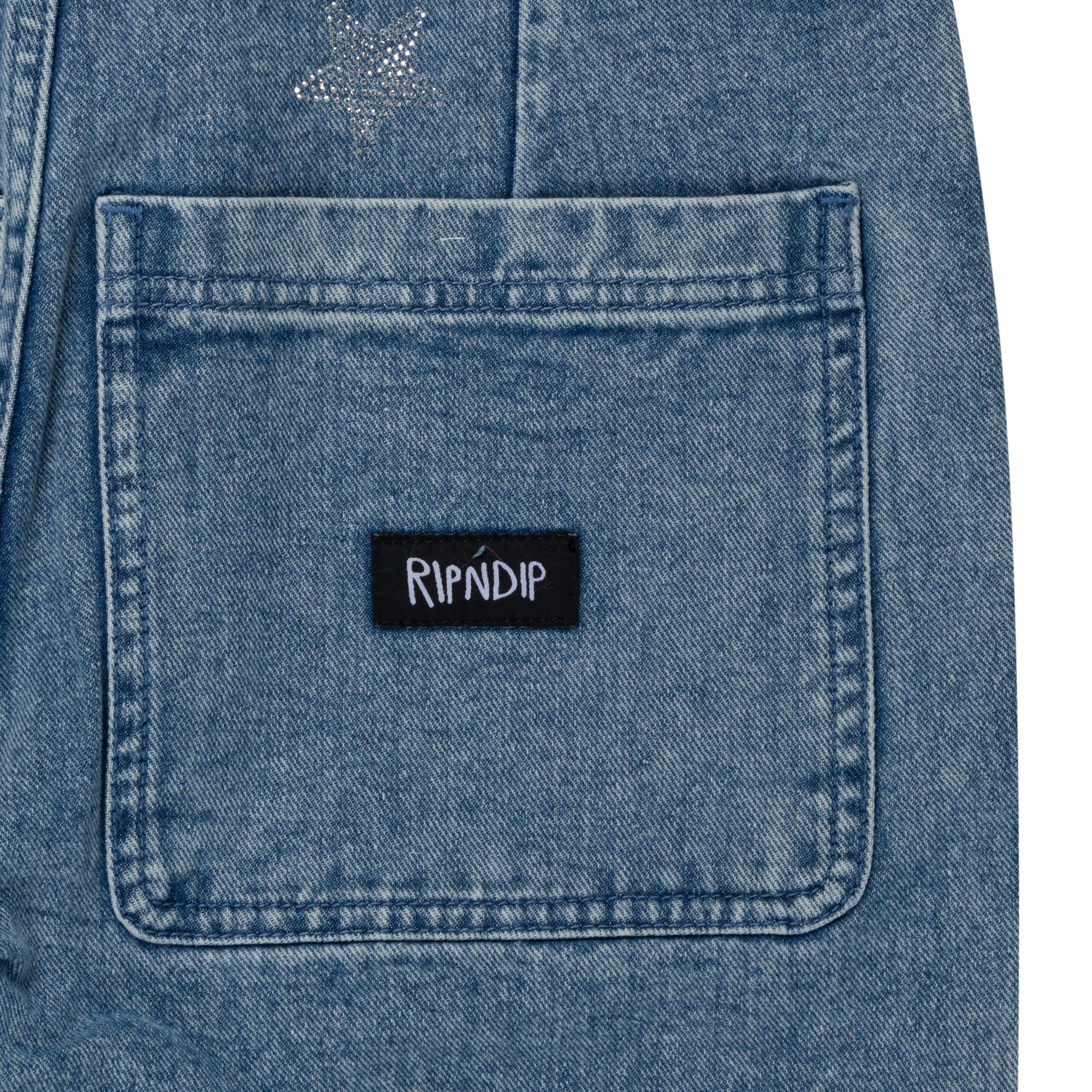 RIPNDIP Kawaii Nerm Womens Wide Leg Pants (Medium Wash)