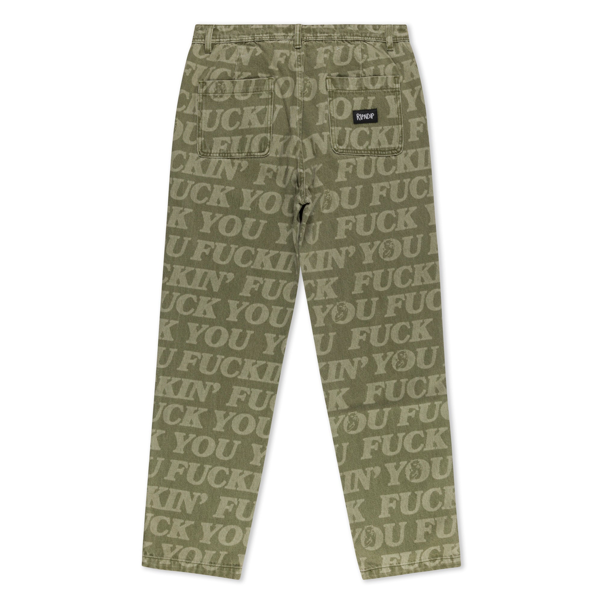 RIPNDIP F.U.F.F. Washed Denim Pants (Light Olive Denim)