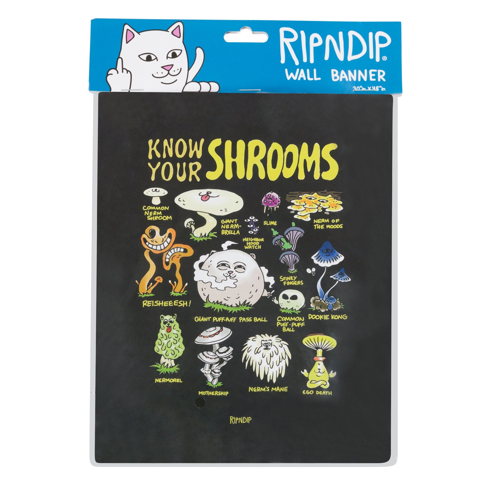 RIPNDIP Know Ur Shrooms Wall Banner (Black)