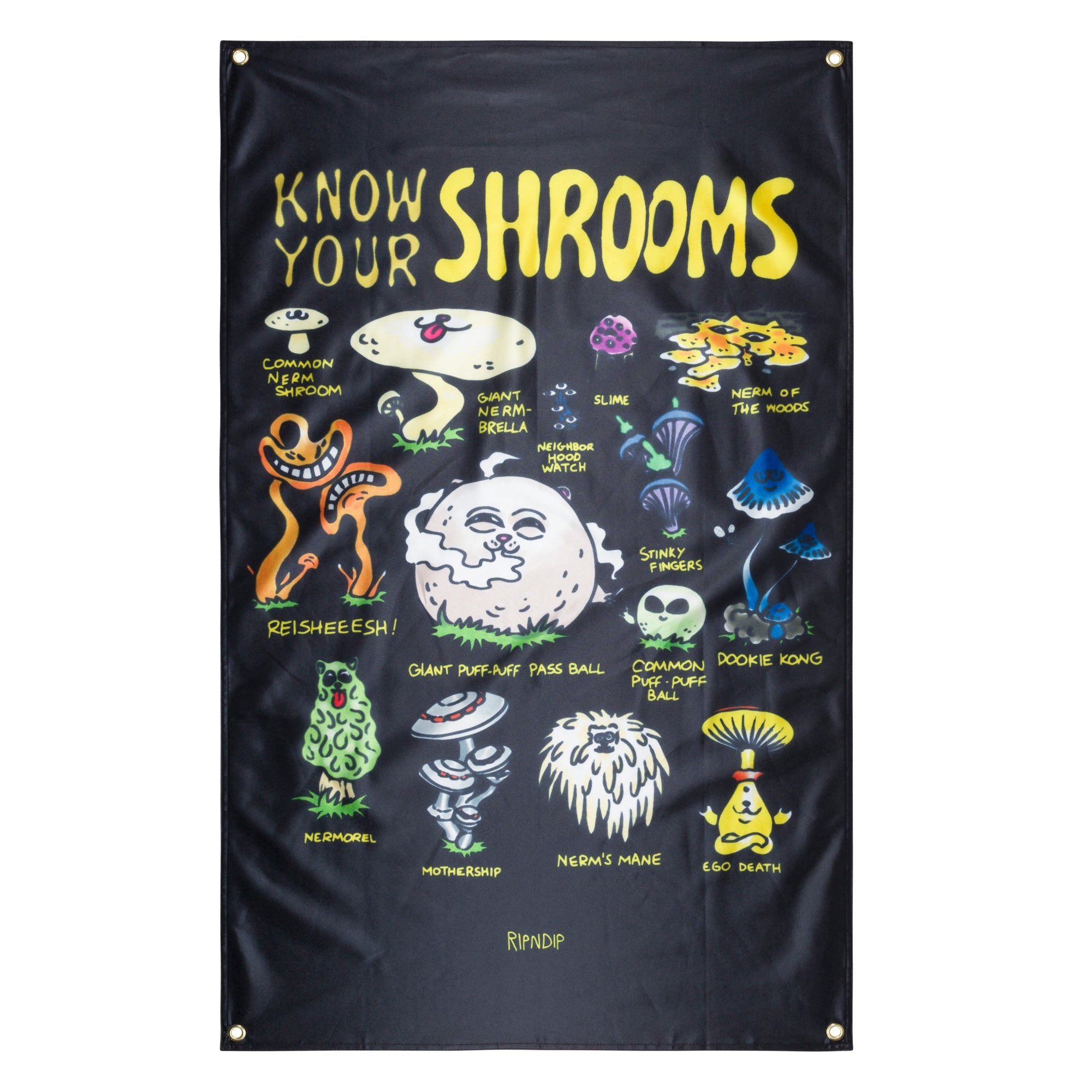 RIPNDIP Know Ur Shrooms Wall Banner (Black)