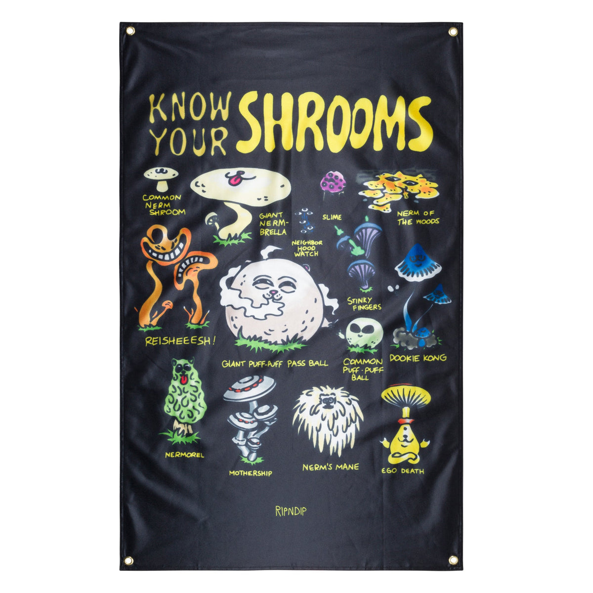 RIPNDIP Know Ur Shrooms Wall Banner (Black)