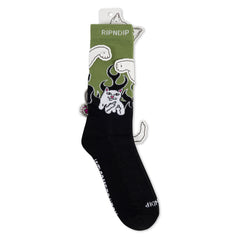 RIPNDIP Welcome To Heck Socks (Black/Light Forest)