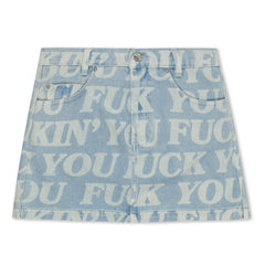 RIPNDIP Fuckin Fuck Denim Mini Skirt (Light Wash)