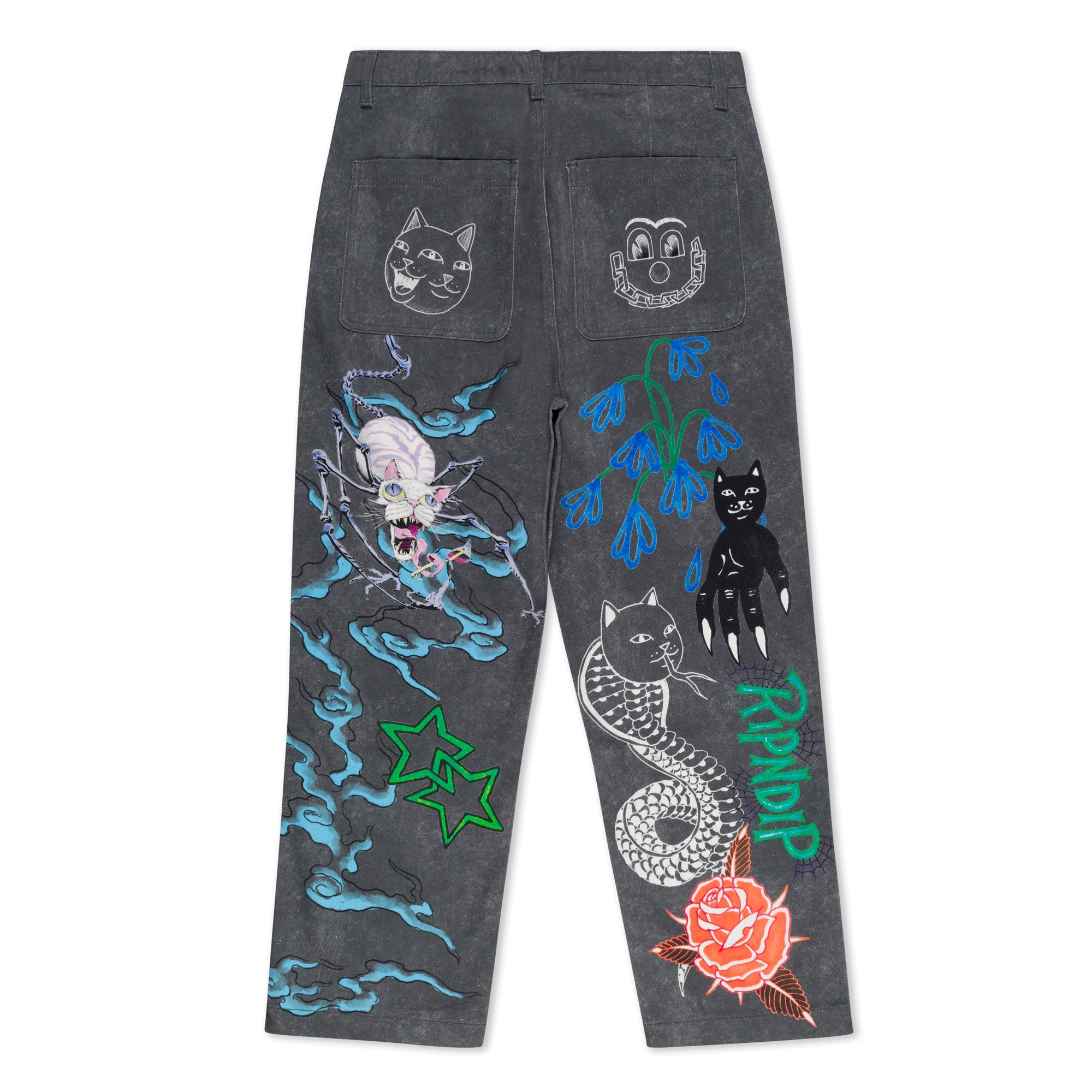 RIPNDIP Travis Wide Leg Pants (Charcoal)
