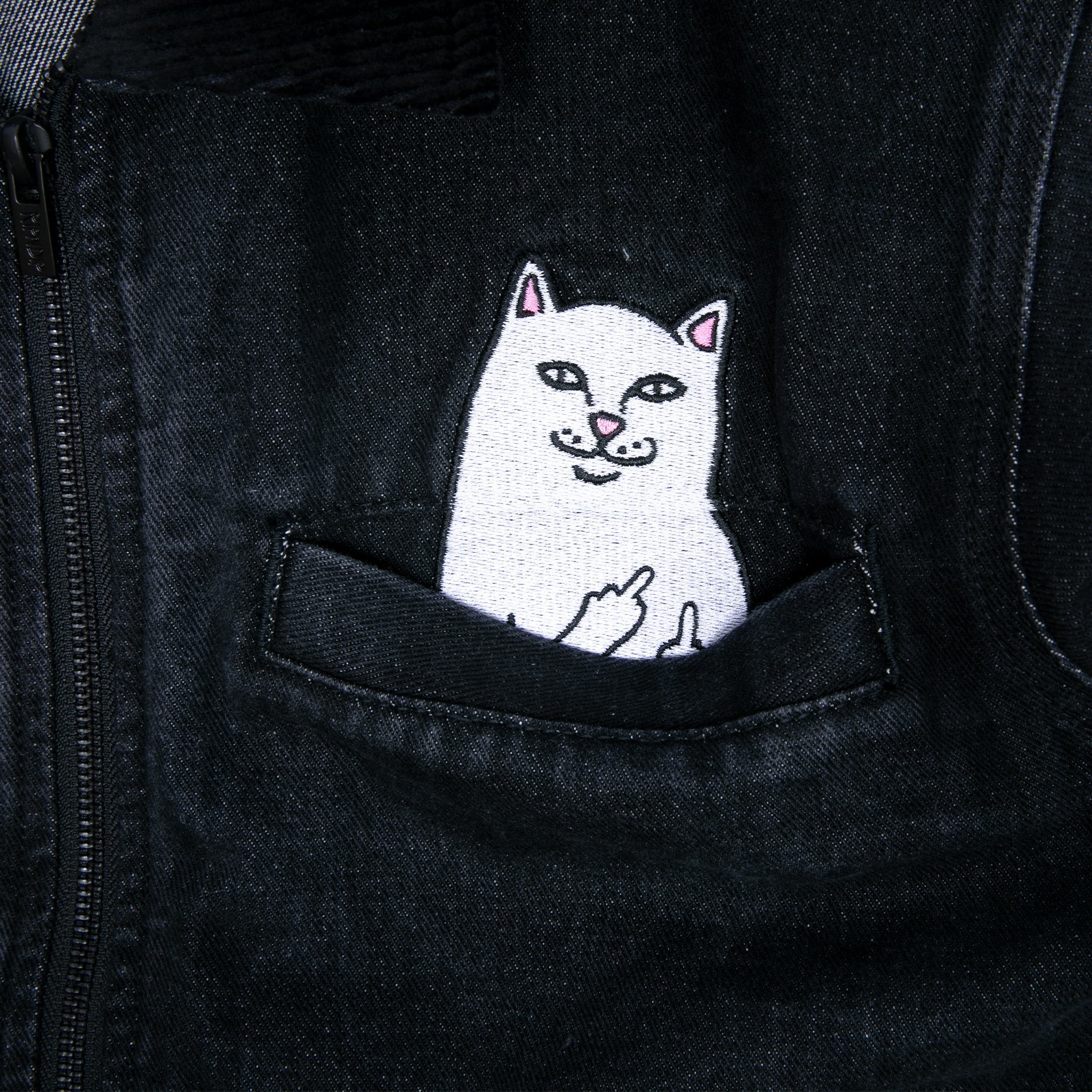 RIPNDIP La Brea Peeking Nermal Work Jacket (Black Washed Denim)