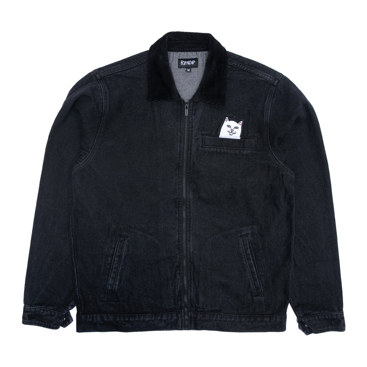 RIPNDIP La Brea Peeking Nermal Work Jacket (Black Washed Denim)