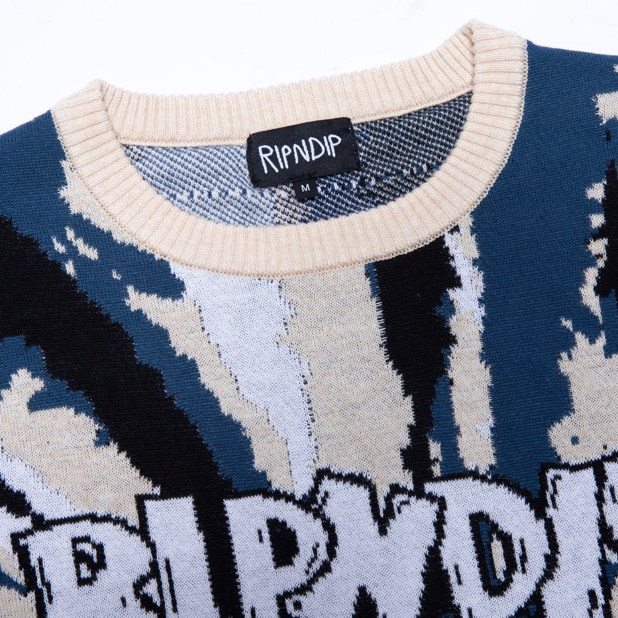 RIPNDIP Big Smile Knit Sweater (Cream/Navy)