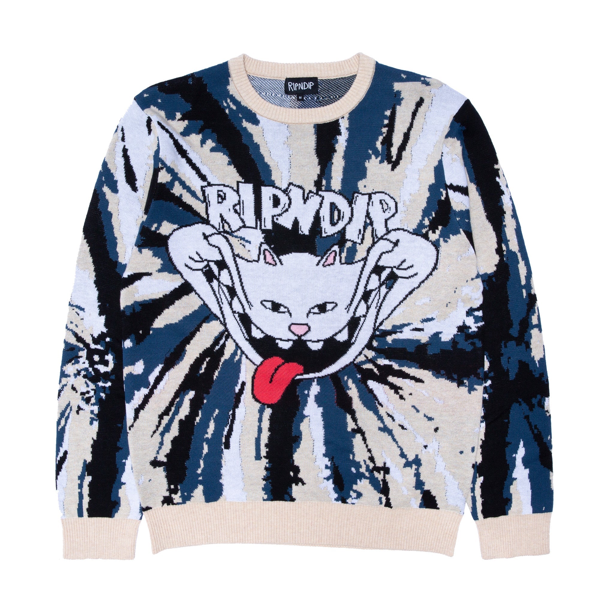 RIPNDIP Big Smile Knit Sweater (Cream/Navy)