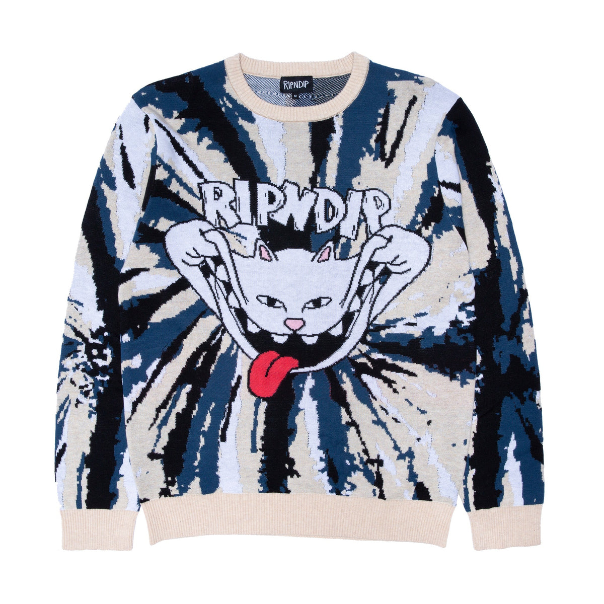 RIPNDIP Big Smile Knit Sweater (Cream/Navy)