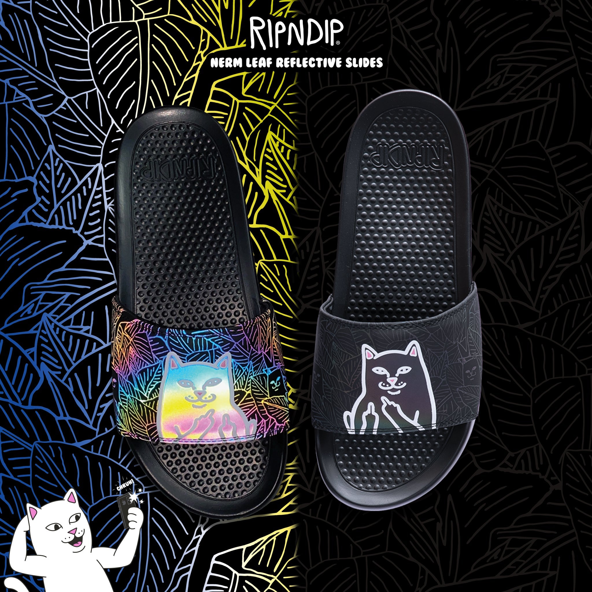 RIPNDIP Lord Jermal Leaf Camo Slides (3M Iridescent)