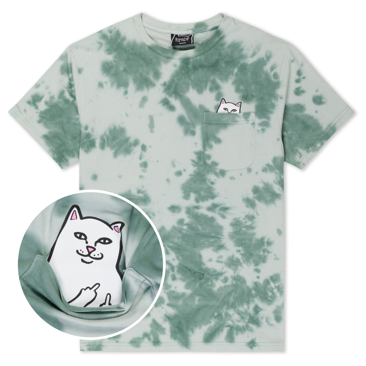 RIPNDIP Lord Nermal Pocket Tee (Olive Green Tie Dye)