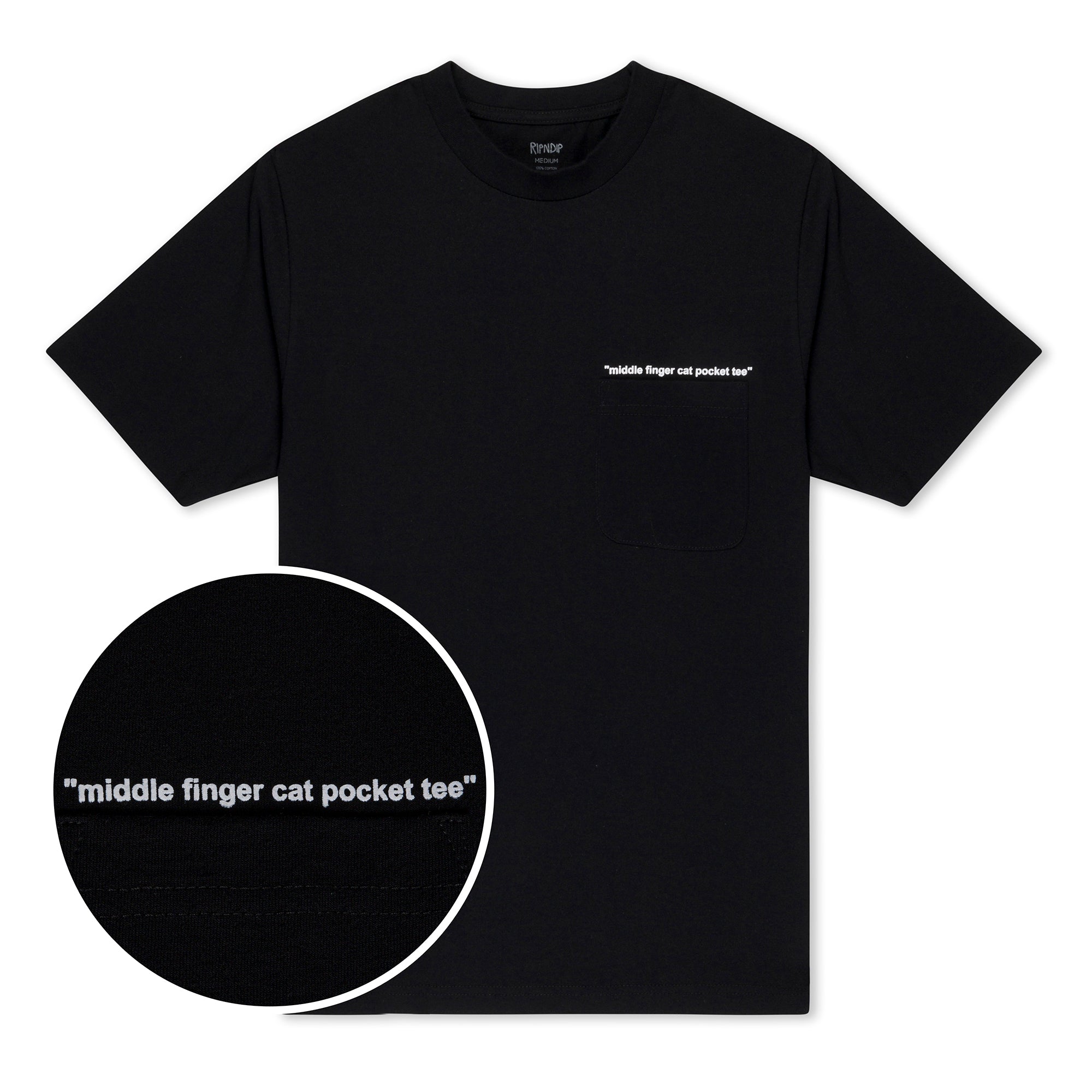 RIPNDIP Middle Finger Cat Pocket Tee (Black)